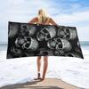 Schwarzes Totenkopf Strandtuch Übergroß Saugfähige Handtücher Schnelltrocknend Poolhandtuch Leichte Badetücher Sandfeste Stranddecke für Fitnessstudio