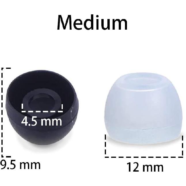 

20 Pcs Medium Silicone Earbud Cap Tip Cover Replacement - 10 Black, 10 Clear Title