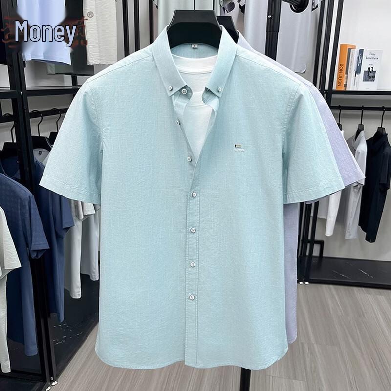 Jinjv Men s Pure Cotton Non-Iron Short-Sleeve Shirt 52/XL