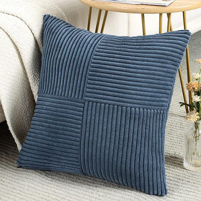 2pcs Bohemian Style Corduroy Striped Pillowcases 18x18 Inch Stripes for Sofa, Bedroom, Living Room - Fall Home Decor, Decorative Pillowcases