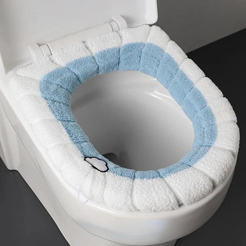 Universal Toilet Seat Cushion Thick Plush O-shaped Toilet Seat Toilet Cover with Handle Nordic Bathroom Accessories