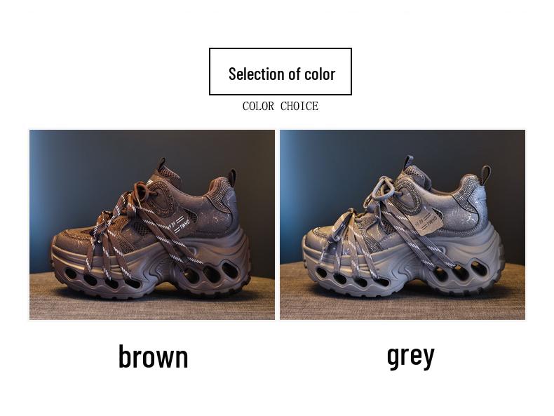 9860-5 Women's Hidden Heel Platform Sneakers, Trendy Dad Style for 2025 Autumn/Winter