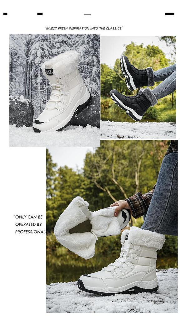Women's High-Top Winter Snow Boots: Outdoor Travel Style, Plus Cotton, Combat Design, New for 2025.