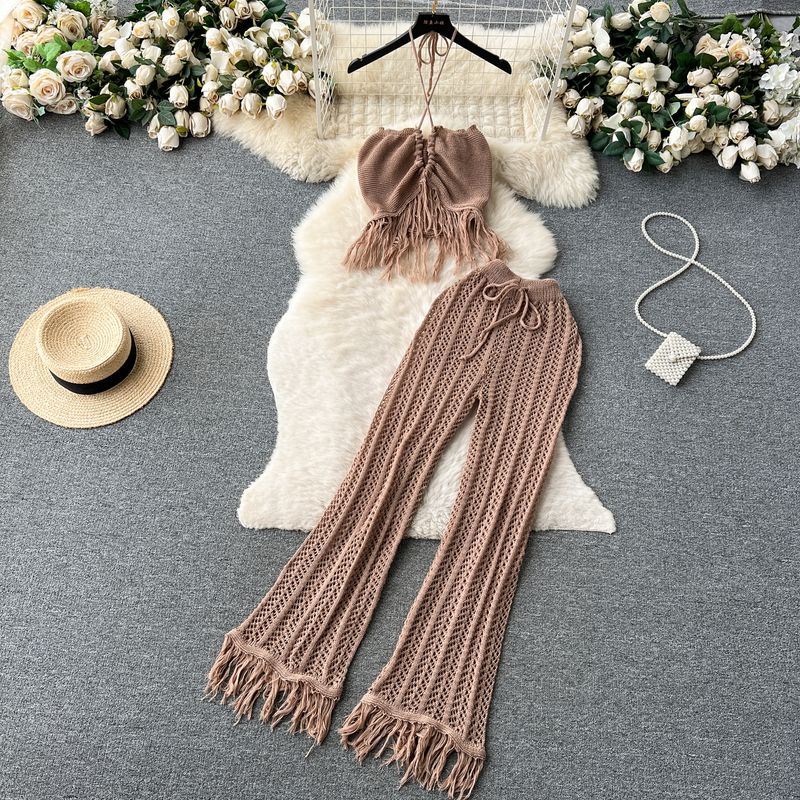 Bohemia Seaside Vacation Tassel Hollow-out Halter