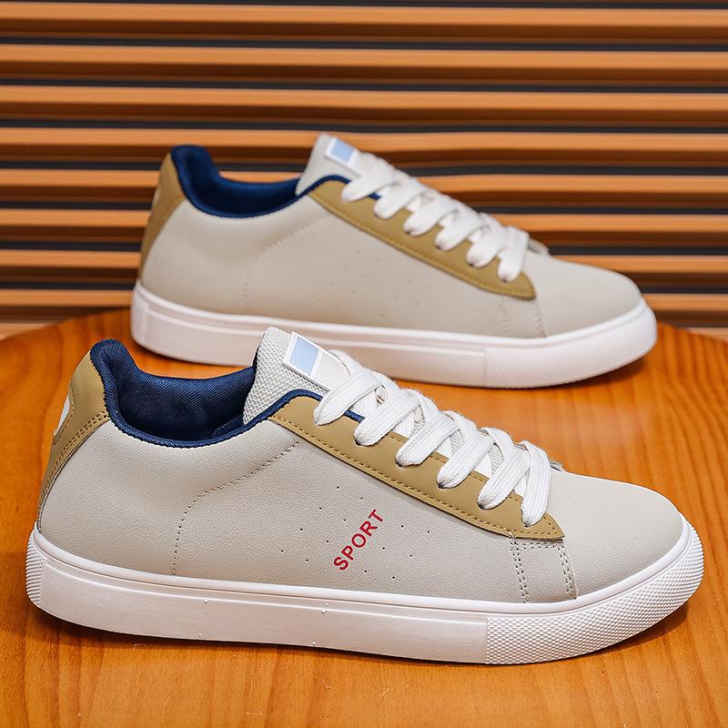Summer new low-top board shoes men's casual flat bottom wear-resistant trend versatile sports little white shoes lace-up Korean version men's shoes