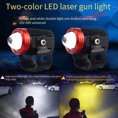 60W Motorsykkel LED Spotlight Hovedlys Spot Tåke Tofarget LED-linse Hi/Navlys Kjørelys Hjelpelys 9-30V