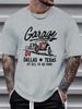 Casual Summer TshirtGarage Pattern with 100 Cotton Print of Classic Cars Round Neck and Shortsleeved Tshirt