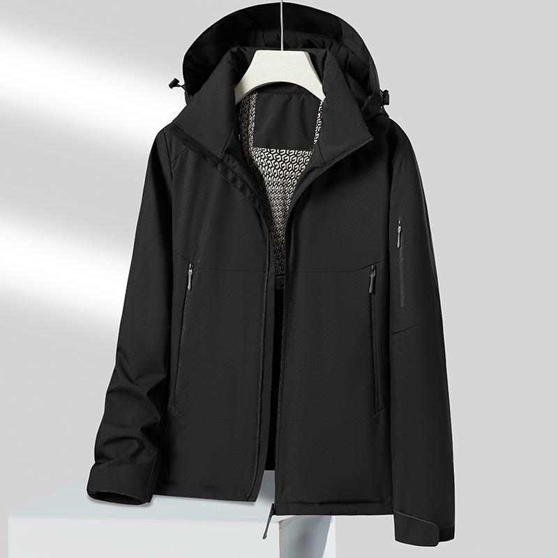 Schwarzgold warm gefütterte Baumwollkleidung lässige Sport-Kapuzenjacke winddicht, kältebeständig und wasserdicht Outdoor-Bergsteigeranzug