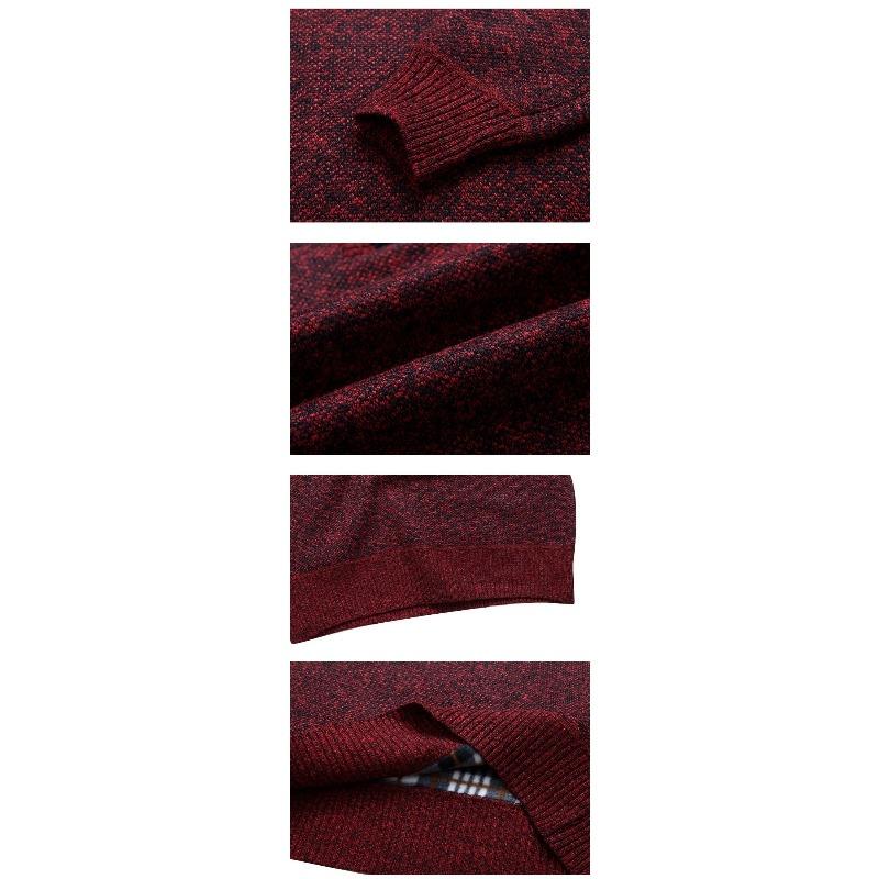 Men's Fleece Thicker Sweater Half Zipper Turtleneck Warm Pullover Male Slim Knitted Wool Sweaters for Spring