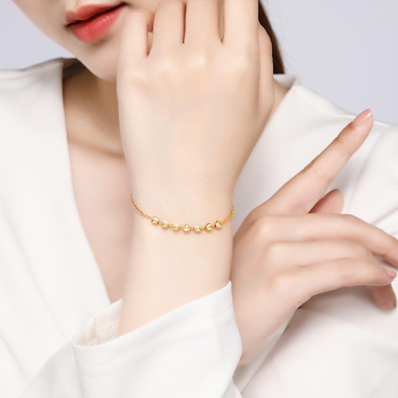 Vietnam Cat's Eye Stone Bracelet with Gold-Plated Brass Beads - Women's Fashion Jewelry Gift