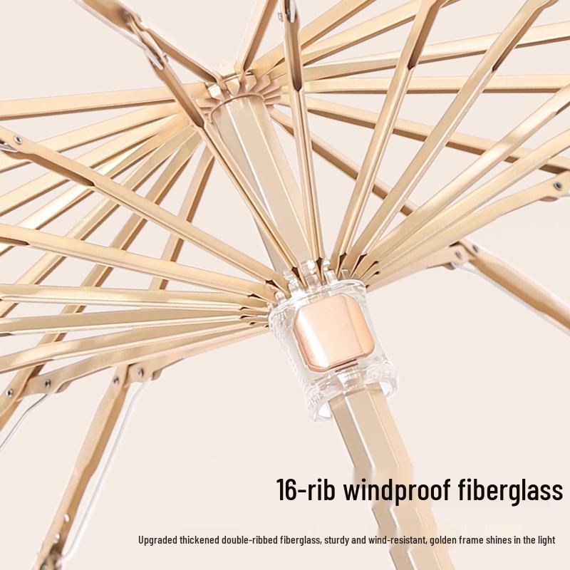 16-Speichen-Doppelnutzungs-Farbschirm: Schutz bei Regen oder Sonnenschein, Dreifach-Doppelfalt-Design