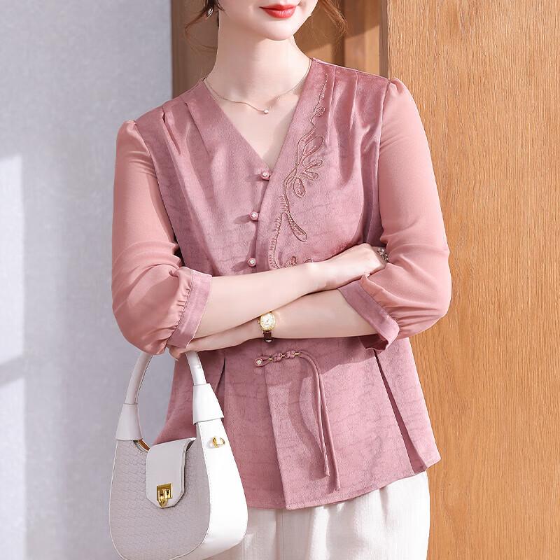 Women s Chiffon Seven-Sleeve Top 3XL