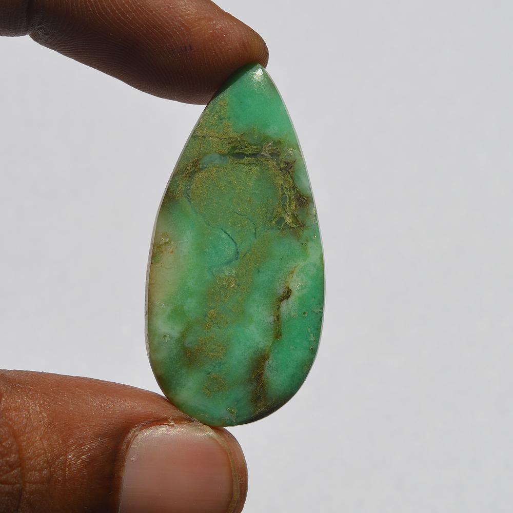Chrysoprase Gemstone - Natural Chrysoprase Cabochon, Craft Supply, Jewelry Making, 25 Carats, Pear Shape, 41x20x4 MM