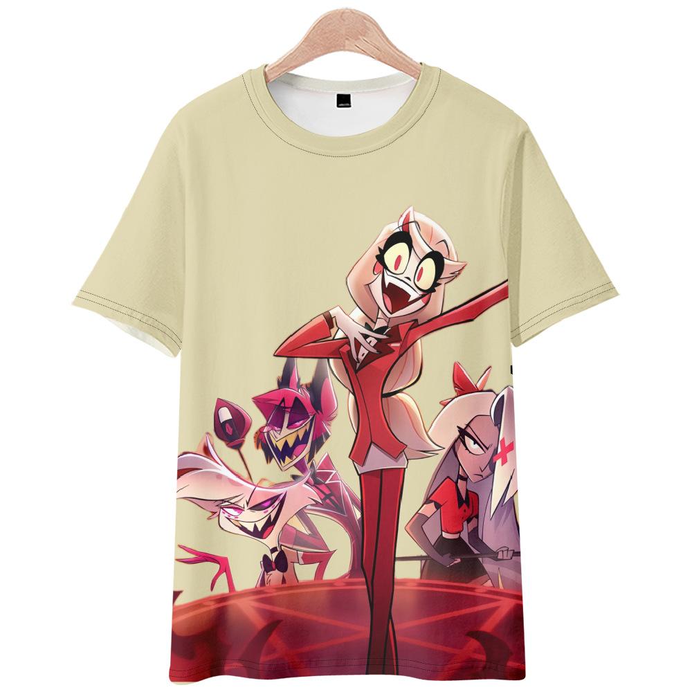 Hazbin Hotel Anime Women Men's T-shirts Cartoon Printed O-Neck Oversized Short Sleeves Fashion Mens Clothing Streetwear