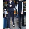 Women's Professional Navy & Black Elastic Suit Trousers