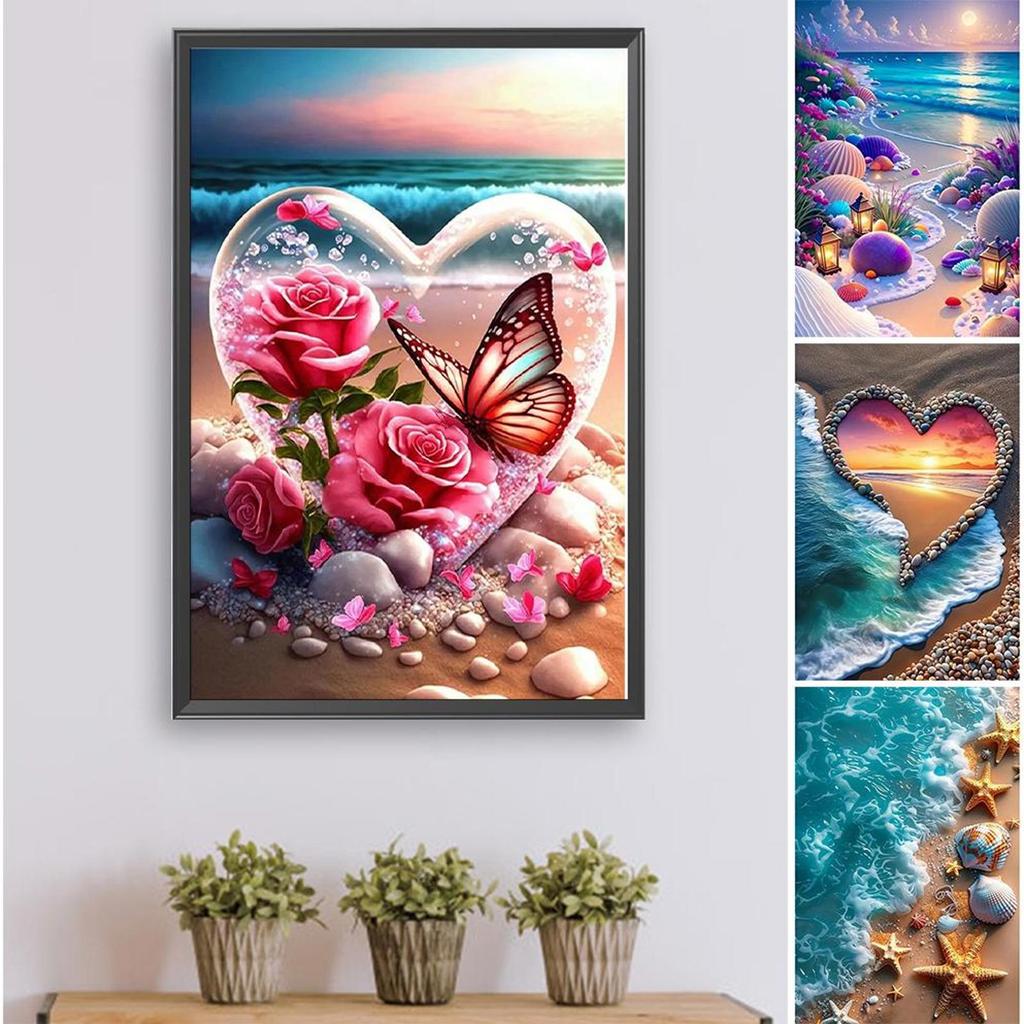 Seaside Full DIY 5D Round Drill Gem Art Diamond Painting Kits Diamond Art Diamond Painting Diamond Painting Gem Art 40*60cm