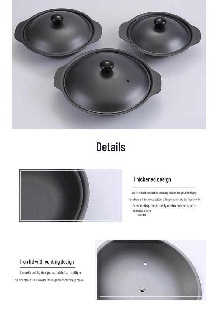 Commercial Cast Iron Pot for Crispy Rice and Clay Pot Dishes, Compatible with Induction Cookers