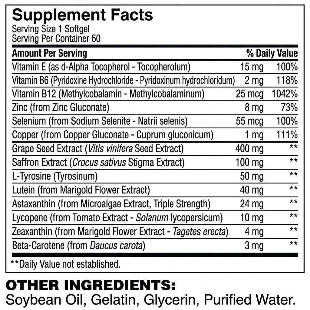 Astaxanthin& Lutein Supports Eye Skin&Joint For Man And Women 60 Count