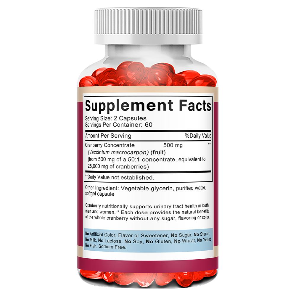 Cranberry Concentrate 500 Mg, Vegetable Capsules, Dietary Supplement