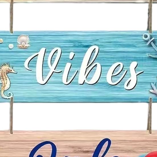 Strand-Thema Wandschild Nur Gute Vibes Holz-Hängeschild mit Hanfseil Küsten-Ozean-Stil Willkommensschild für Veranda Zaun Außen Innen Dekoration