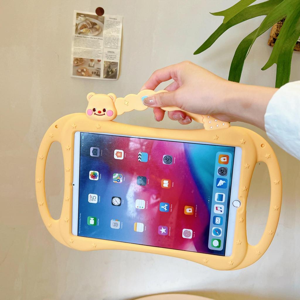 Cartoon Butter Handle iPad 11 Protective Case for Air 5, 4, Mini 6, 7 & 9th Gen - Drop-proof Silicone Cover