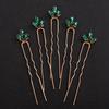European & American Green Rhinestone Hairpin: Elegant U-Shaped Wedding Hair Accessory for Qipao Dresses.