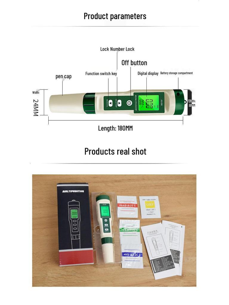 10-in-1 Water Quality Tester: PH, TDS, EC, Salinity, SG, ORP, Hydrogen, Resistivity, Temp, Nutrient Solution