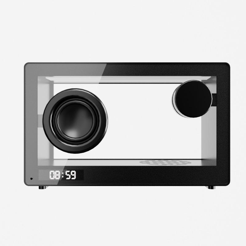 Portable Alarm Clock Bluetooth Speaker Vintage Hifi Soundbar Wireless Colorful Atmosphere Light with Mic Support TF Card Play