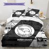 Derby County F.C Muster Bettwäsche Steppdecke Set Heimdekoration Geschenk (1 Bettbezug + 2 Kissenbezüge (ohne Füllung))