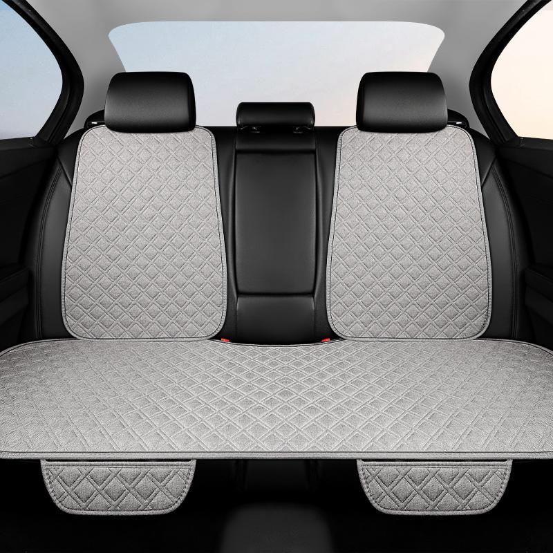 New Linen Car Seat Cushion Three Piece Set, Four Season Universal Anti Slip Five Seat Backrest Car Seat Cushion, Summer Cushion