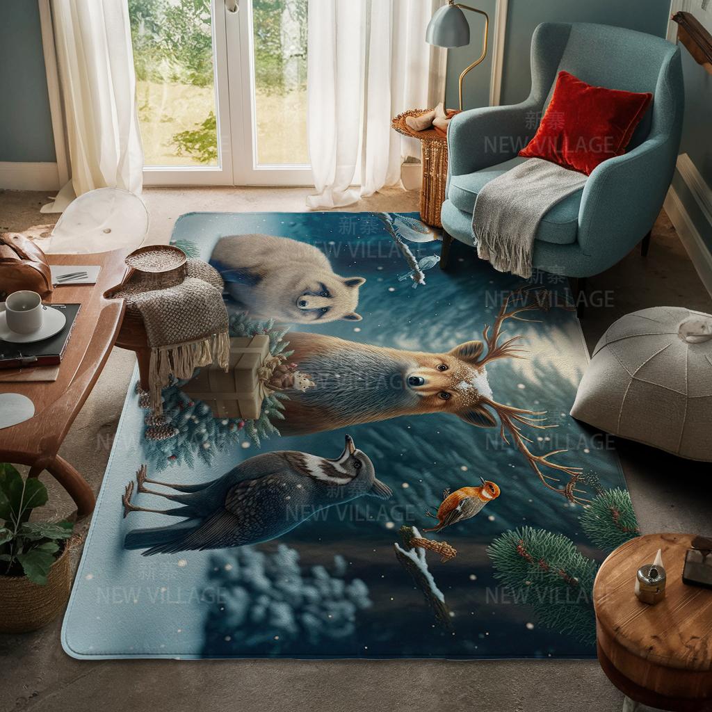 House Entrance Carpet Home Door Mat Living Room Bath Foot Bathroom Non-slip Water Absorption Rugs Bath Merry Christmas Winter