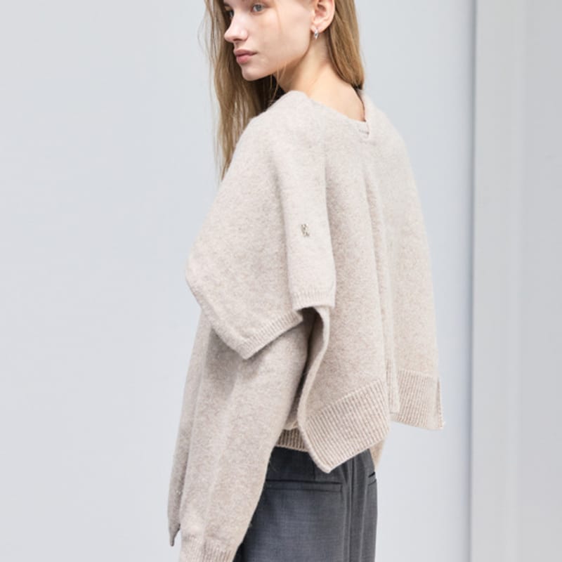 hyyk Alpaca Cape Muffler_Melange Beige