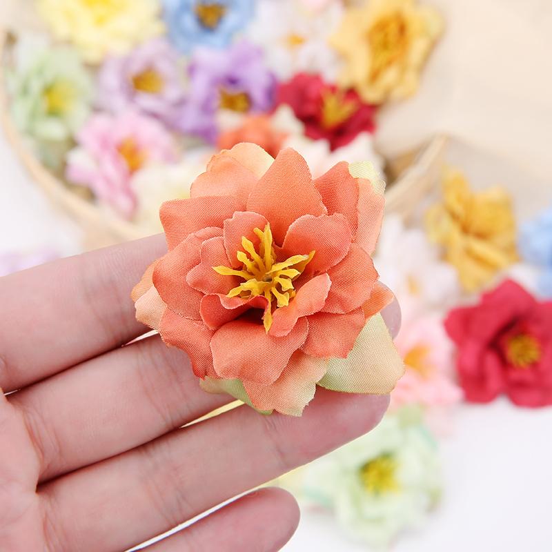 10/20Pcs 5cm Artificial Flowers Heads Wedding Party Decoration Home Room Decor DIY Wreath Scrapbook Gift Box Craft Fake Flowers