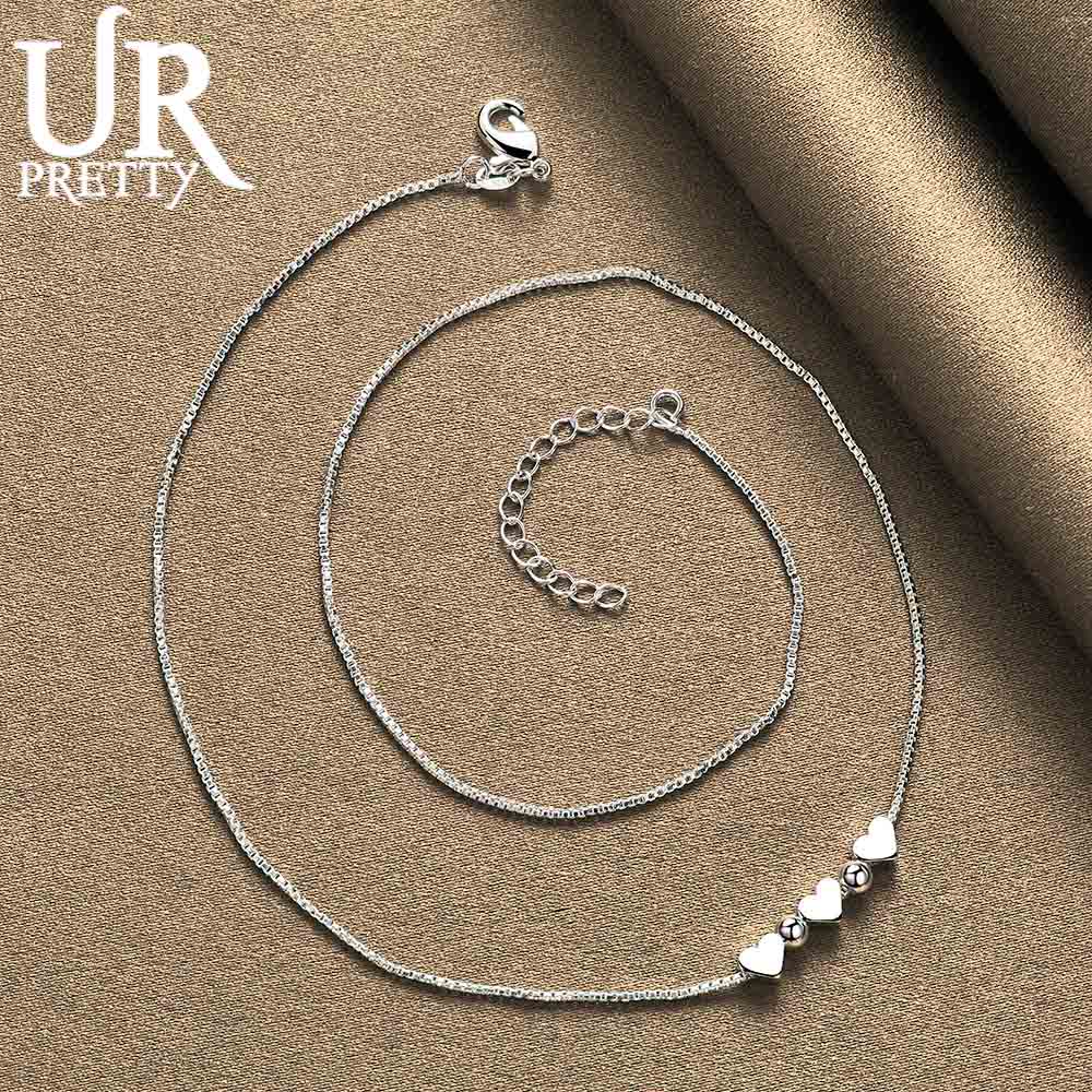 925 Sterling Silver Heart-shaped Snake Chain Necklace Fashion Wedding Jewelry