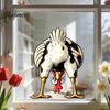 Privacy Film for Bathroom Funny Chicken Static Window Cling, Upside Down Rooster Glass Sticker, Retro Hand Painted Sticker Waterproof Non-adhesive