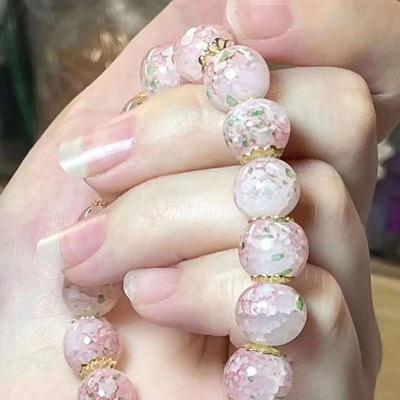 Süße Kirschblüte Perlen Armband für Frauen Mädchen Exquisite Elegante Perlen Armreif Party Schmuck Zubehör Geschenke