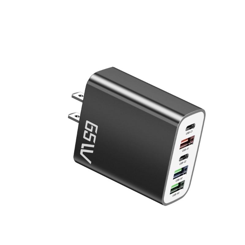 MultiPort PD65W Fast Charger Block 5V3A Power Delivery Compactly Wall Charging Plugs With 2 USB C 3 USB A Ports