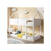 Lit superposé pour enfants - MUVOE - 90x200 cm - Bois massif - Blanc - 2 places