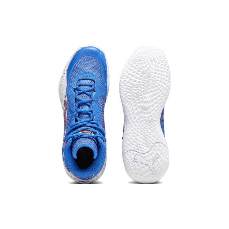 Puma Playmaker Pro Mid Unisex Mid-top Non-slip Basketball Shoes Blue Red 379284-01
