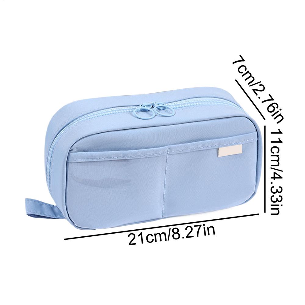 Пенал большого объема с ручкой Широкое открытие Портативный Милый Органайзер для ручек Пенал на молнии для хранения карандашей Для студентов Мальчиков синий