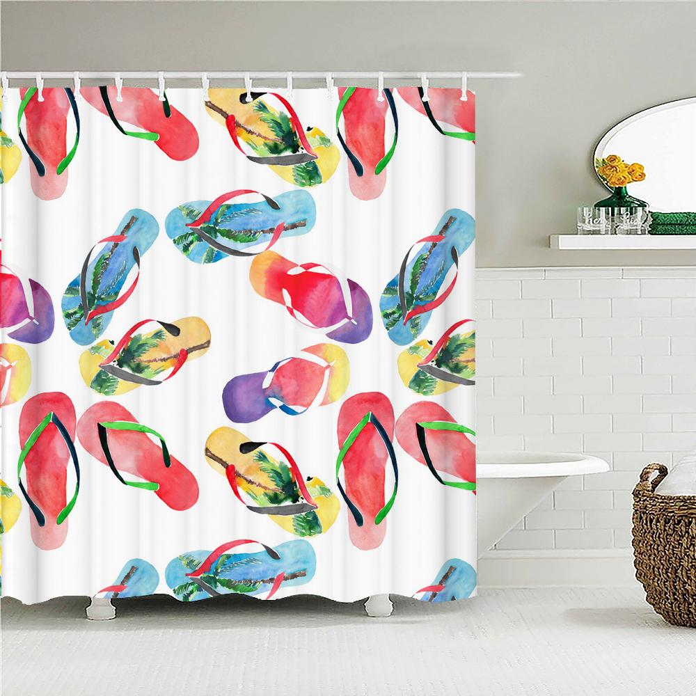 Sonnenlicht Strand Wasserdichtes Stoff Duschvorhänge 3D Druck Palme Badezimmervorhang Für Badezimmer Badewanne Dekoration Mit Haken