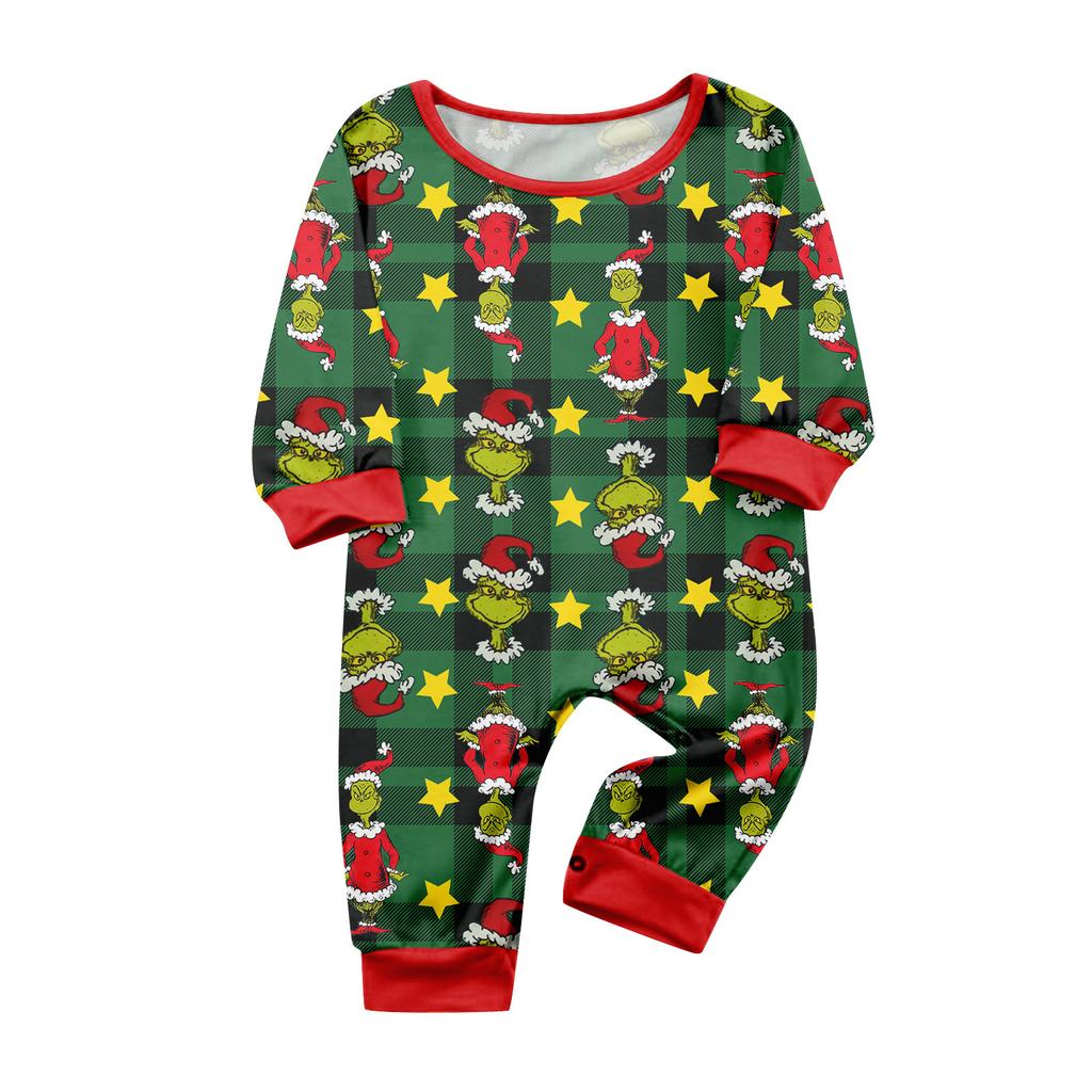Print Cute Family Set Pajamas, Home Clothes, Family Set Long Sleeve Top Pants Set