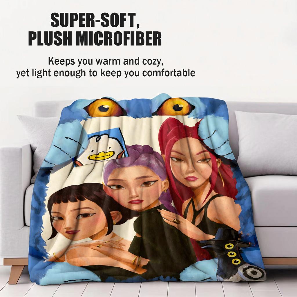 K-Pop Demon Hunters Printed Blanket Girls Boys Plush Throw Blanket Sofa Blankets Warm Birthday Gifts For Girls Huntrix Blankets