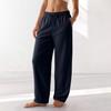Women's Barrel Leg Sweatpant Drawstring Elastic Waisted Wide Leg Pants Casual Cotton Palazzo Trousers With Pockets