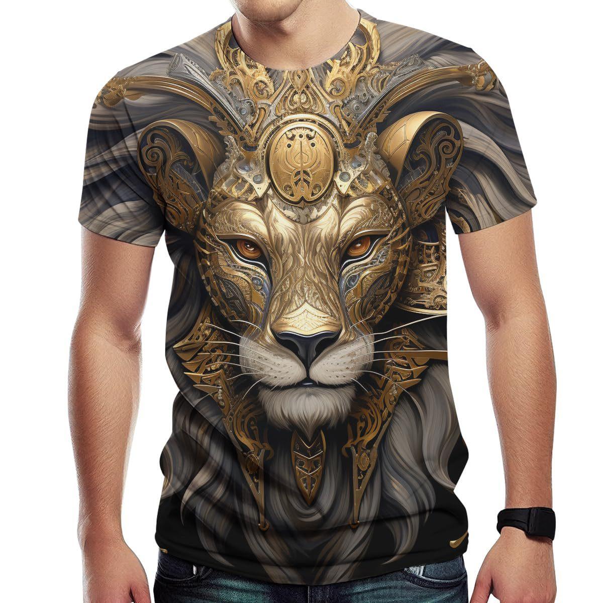 

Літні чоловічі футболки з круглим вирізом та 3D принтом у вигляді лева, модні повсякденні футболки з коротким рукавом XS