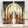 2pcs Gilded Mosque & Lantern Curtains   Perfect for Ramadan/Eid Window Decor   Opulent Home Living Room Bedroom Decor