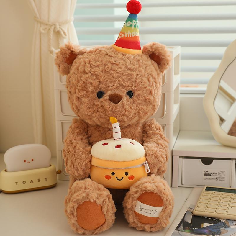 Birthday Teddy Bear Cake Gift Pack Plush Stuffed Animal Toy Birthday Fox Doll Girl Kids Birthday Gift