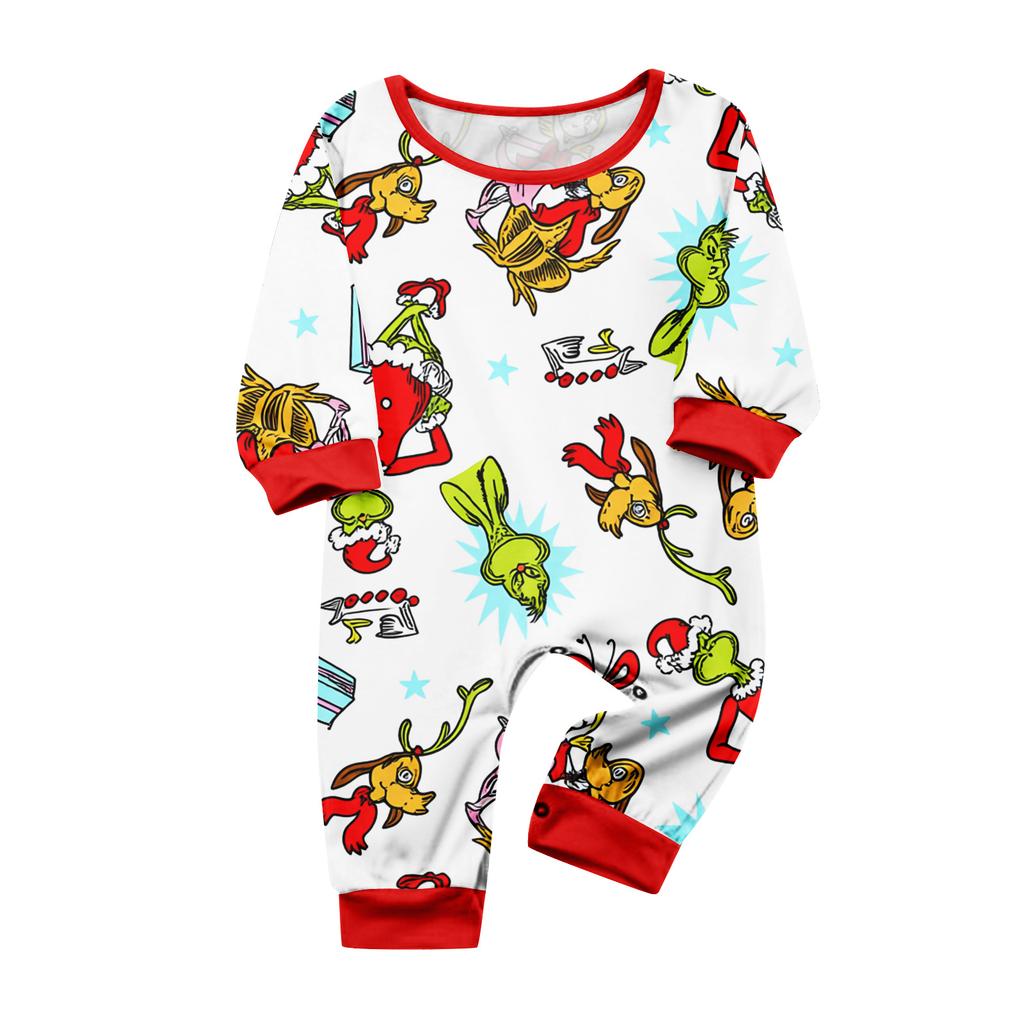 Matching Family Printed Loungewear Set with Long Sleeve Neck Top and Pants for Parent and Child