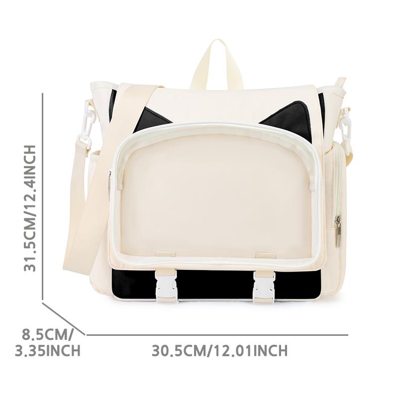 

TINYAT Y2K Ita Bag Girl School Backpack Waterproof Transparent Shoulder Bag Women s Crossbody Bag DlY Display Cute Cat Ear