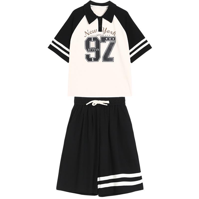Girls' 2025 Summer Fashion Sportswear Two-Piece Set - Trendy Short-Sleeved Outfit for Big Kids